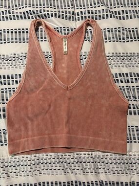 Zara Dusty Rose Ribbed Racerback Crop Top